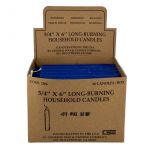 Blue Household Candles 6" - Display Box of 36